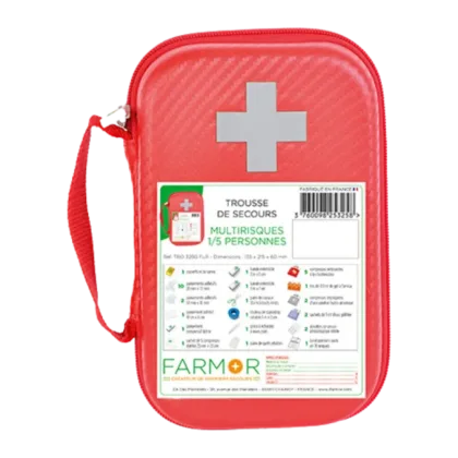 Trousse de secours farmor, universelle 1/5 personnes, rouge
