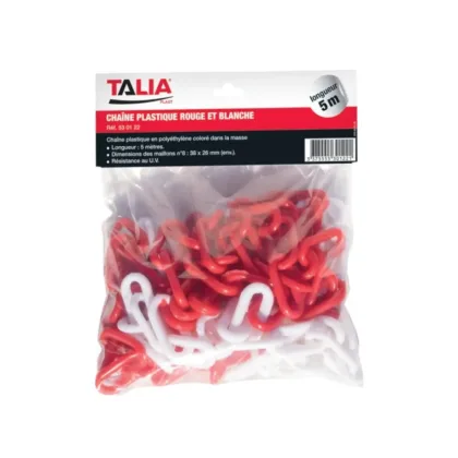 Chaine plastique rouge/blanc modele eco n°8 longueur 25 metres
