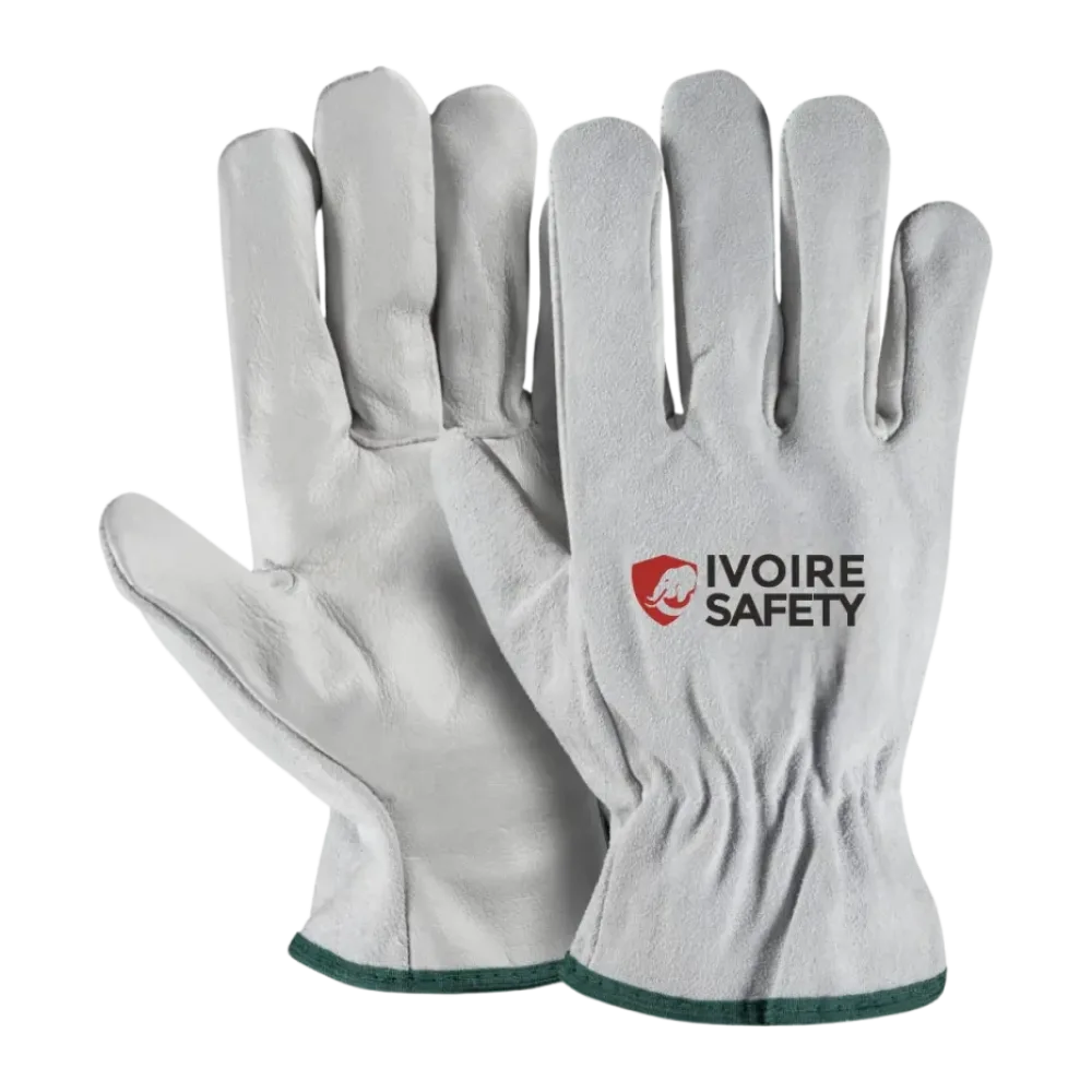 Gant maitrise ivoire strong paume lisse cuir buffle/dos croute de cuir