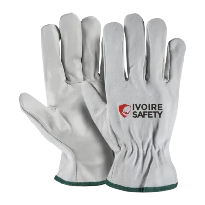Gant maitrise ivoire strong paume lisse cuir buffle/dos croute de cuir